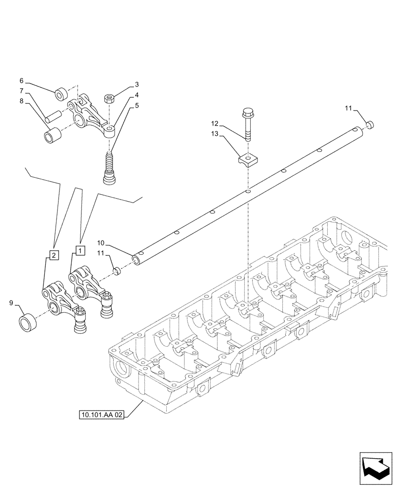Схема запчастей Case AQ-6UZ1XASS01 - (10.106.AO) - ROCKER ARM (10) - ENGINE