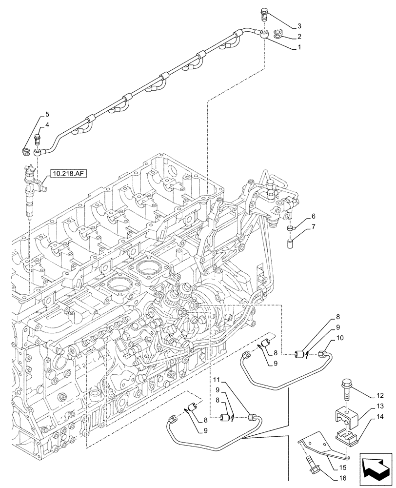 Схема запчастей Case AQ-6UZ1XASS01 - (10.218.AI[02]) - FUEL INJECTOR, LINE (10) - ENGINE
