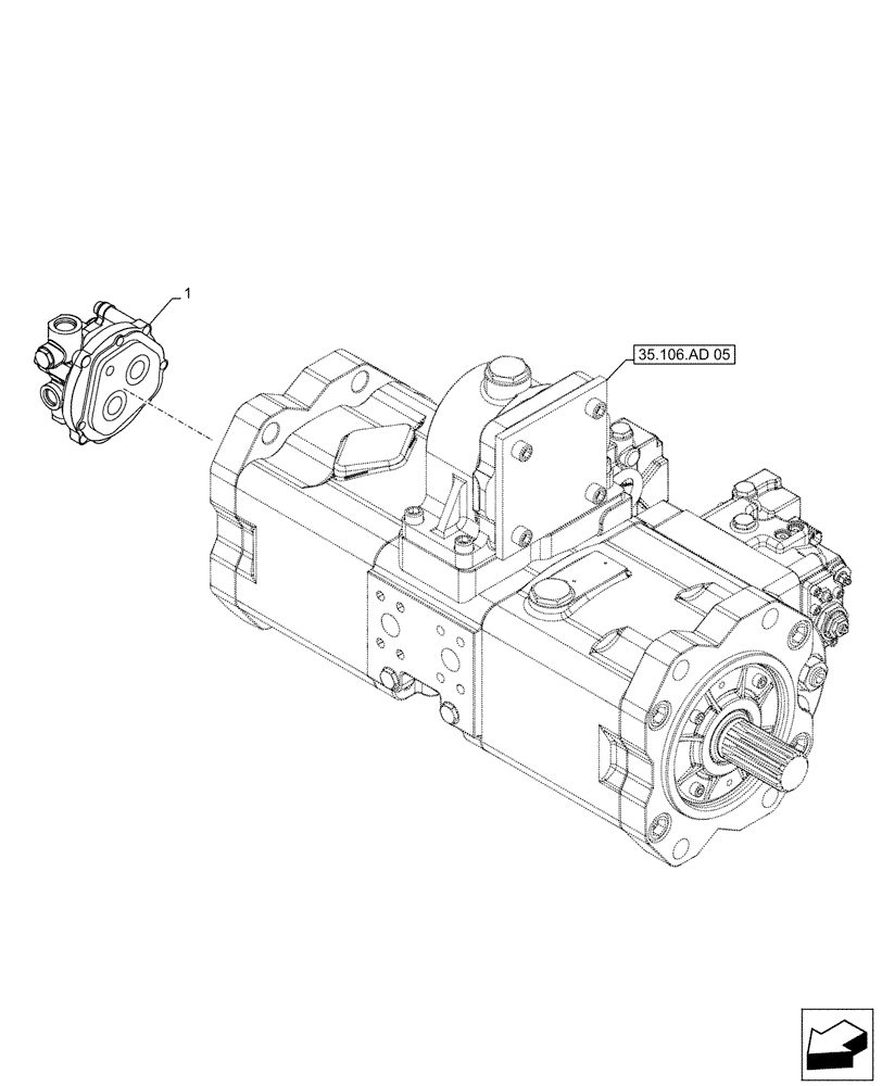 Схема запчастей Case CX490D LC - (35.357.AC[02]) - VAR - 461863 - HYDRAULIC PUMP, PILOT, CLAMSHELL BUCKET, ROTATION, W/ ELECTRICAL PROPORTIONAL CONTROL, COMPONENTS (35) - HYDRAULIC SYSTEMS
