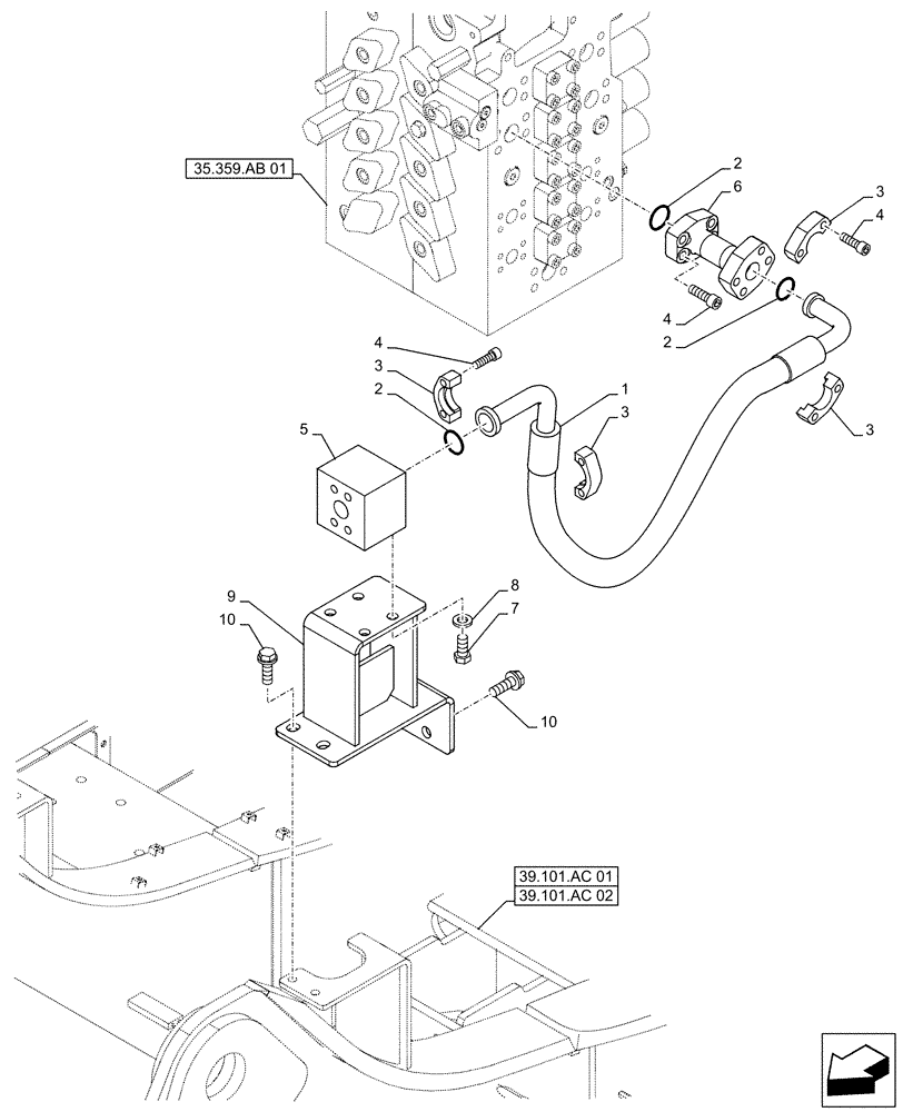 Схема запчастей Case CX490D LC - (35.360.AB[05]) - VAR - 461871 - HAMMER CIRCUIT, LINES, HIGH FLOW, W/ ELECTRICAL PROPORTIONAL CONTROL (35) - HYDRAULIC SYSTEMS
