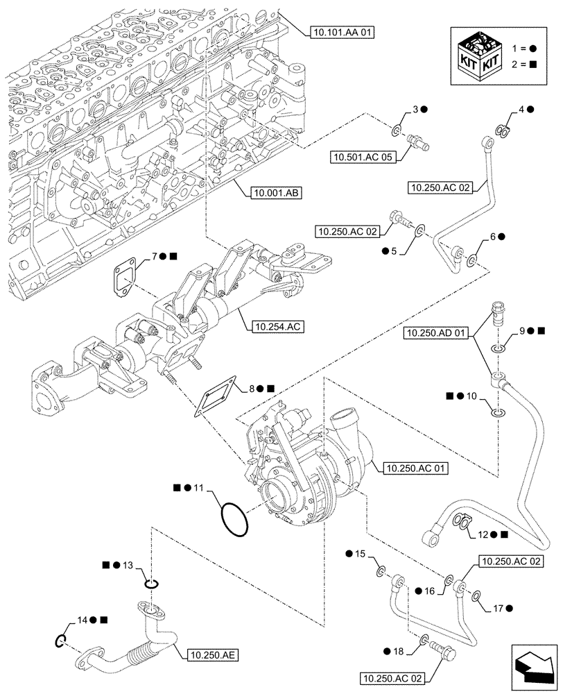 Схема запчастей Case AQ-6UZ1XASS01 - (10.001.AD[07]) - ENGINE, GASKET, SET (10) - ENGINE