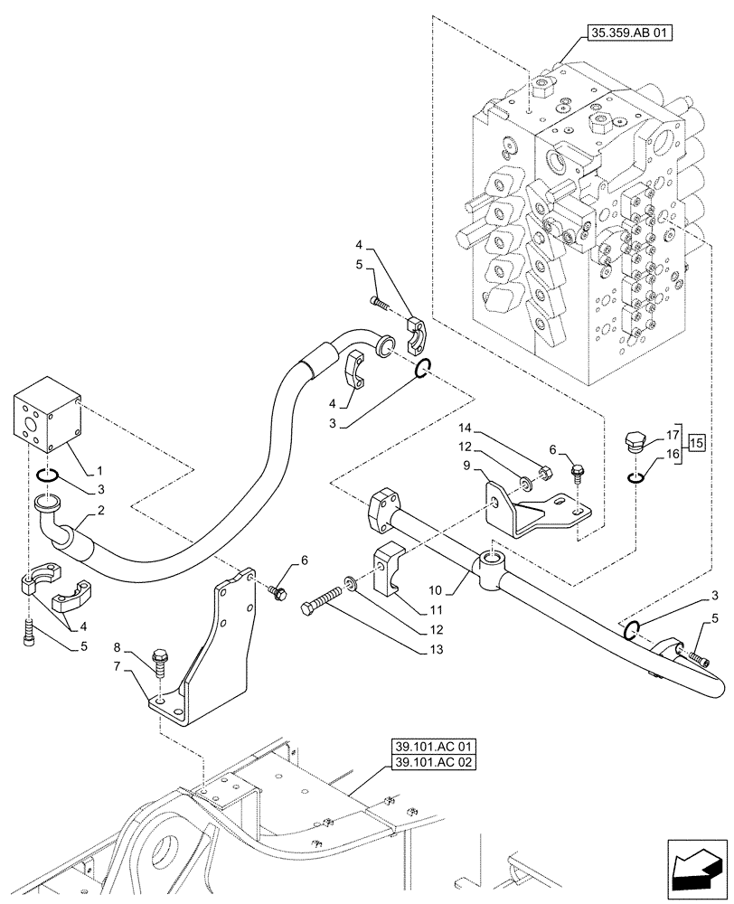Схема запчастей Case CX500D LC - (35.360.AB[04]) - VAR - 461871 - HAMMER CIRCUIT, LINES, SHEARS, W/ ELECTRICAL PROPORTIONAL CONTROL (35) - HYDRAULIC SYSTEMS