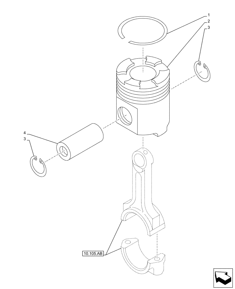Схема запчастей Case AQ-6UZ1XASS01 - (10.105.AG[01]) - ENGINE, PISTONS (10) - ENGINE