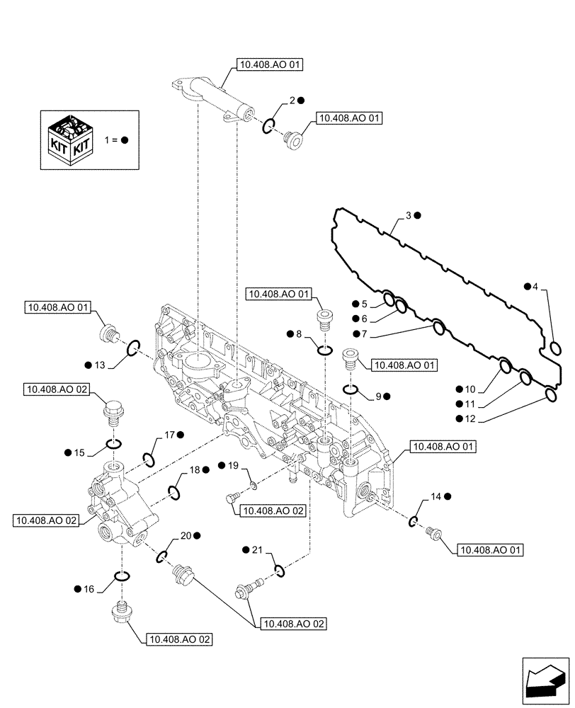 Схема запчастей Case AQ-6UZ1XASS01 - (10.001.AD[09]) - ENGINE, GASKET, SET (10) - ENGINE