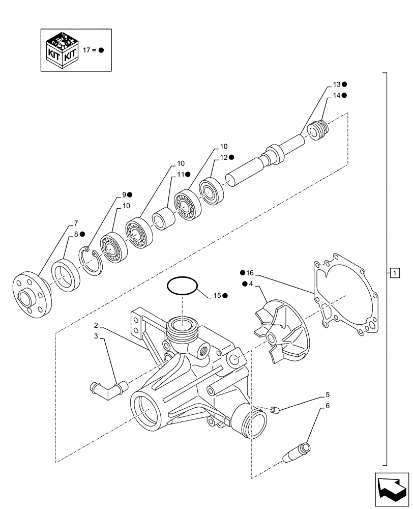 Схема запчастей Case AQ-6UZ1XASS01 - (10.400.BB[02]) - WATER PUMP, COMPONENTS (10) - ENGINE