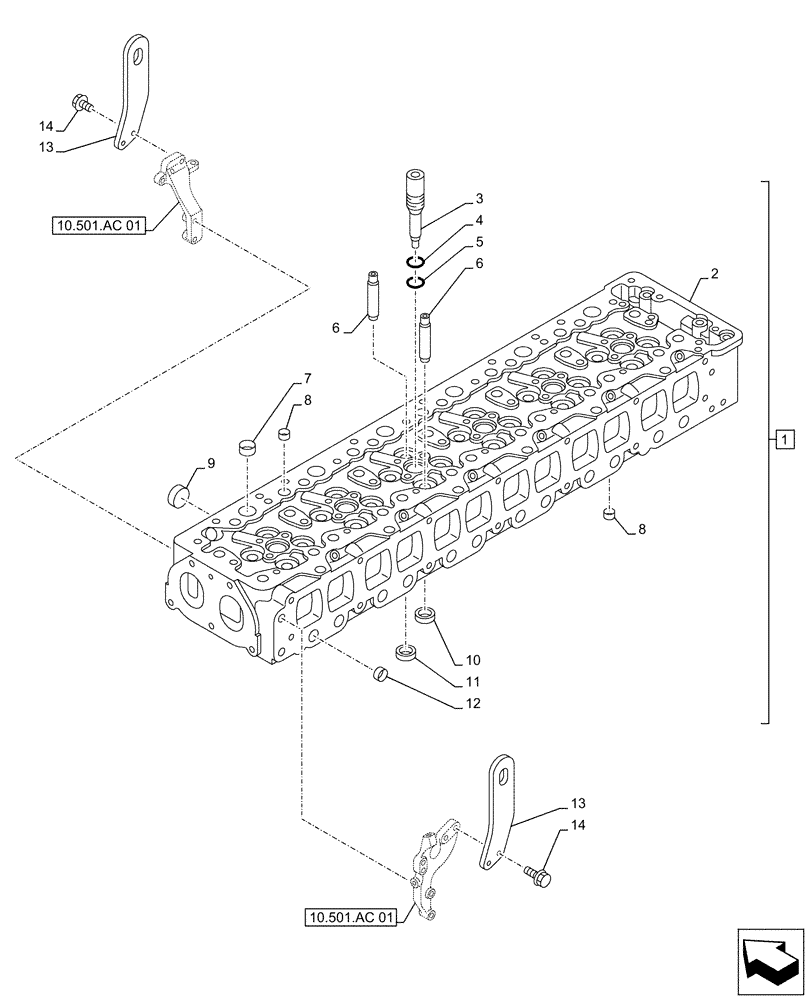 Схема запчастей Case AQ-6UZ1XASS01 - (10.101.AA[01]) - CYLINDER HEAD (10) - ENGINE