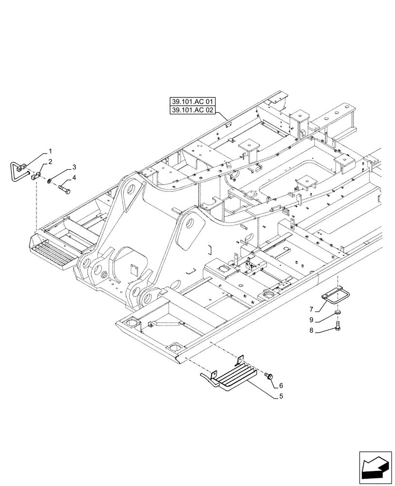 Схема запчастей Case CX490D RTC - (90.118.BX[04]) - STEP (90) - PLATFORM, CAB, BODYWORK AND DECALS