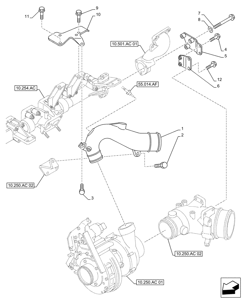 Схема запчастей Case AQ-6UZ1XASS01 - (10.254.AM[03]) - INLET MANIFOLD (10) - ENGINE