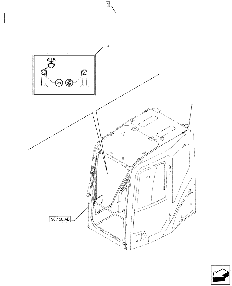 Схема запчастей Case CX210D LC LR - (88.100.35[088]) - DIA KIT, CLAMSHELL BUCKET, ROTATION, W/ ELECTRICAL PROPORTIONAL CONTROL, DECAL, CONTROLS (88) - ACCESSORIES