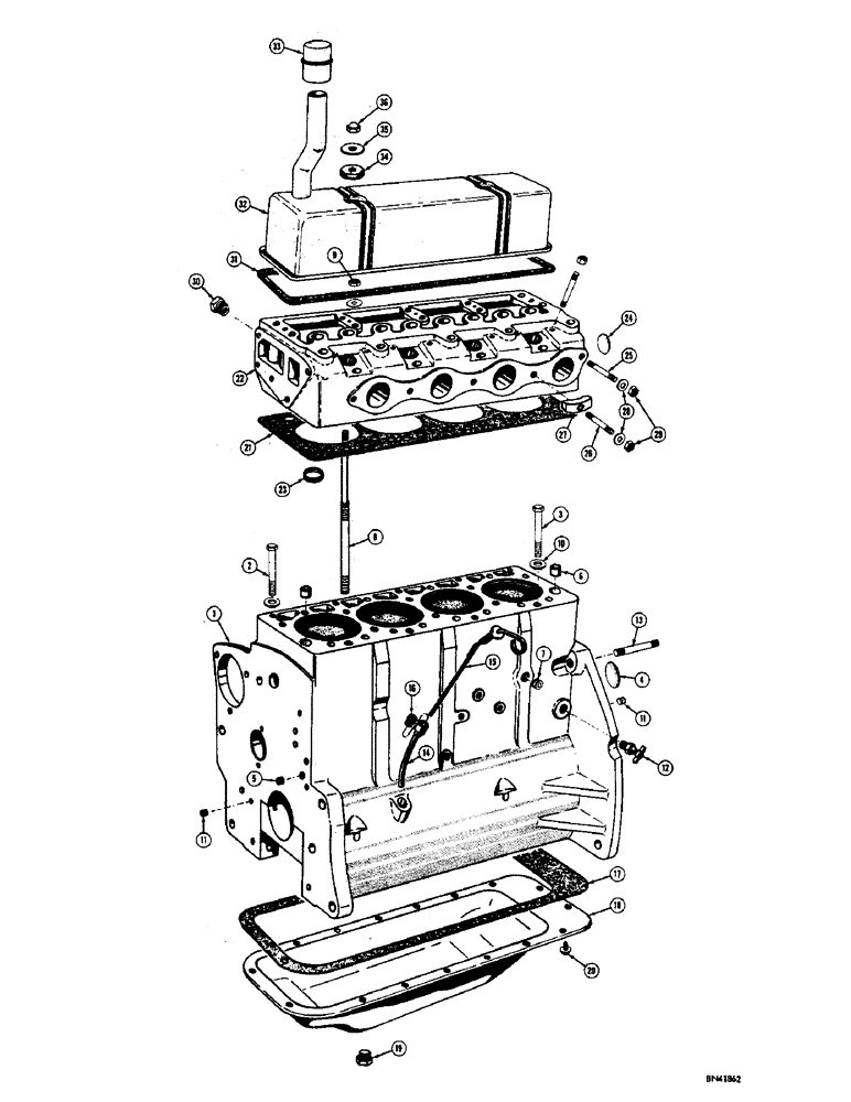 Схема запчастей Case 310F - (036) - ENGINE BLOCK AND RELATED PARTS - DIESEL (01) - ENGINE