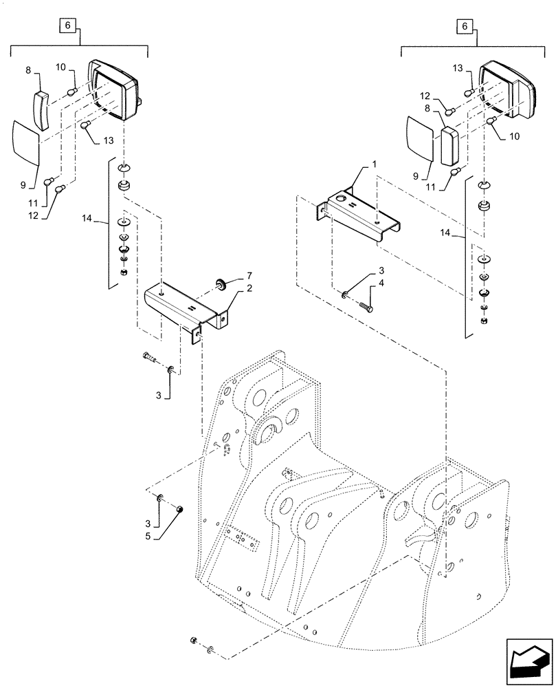 Схема запчастей Case 521F - (55.404.AL[01]) - FRONT LIGHT INSTALLATION (55) - ELECTRICAL SYSTEMS