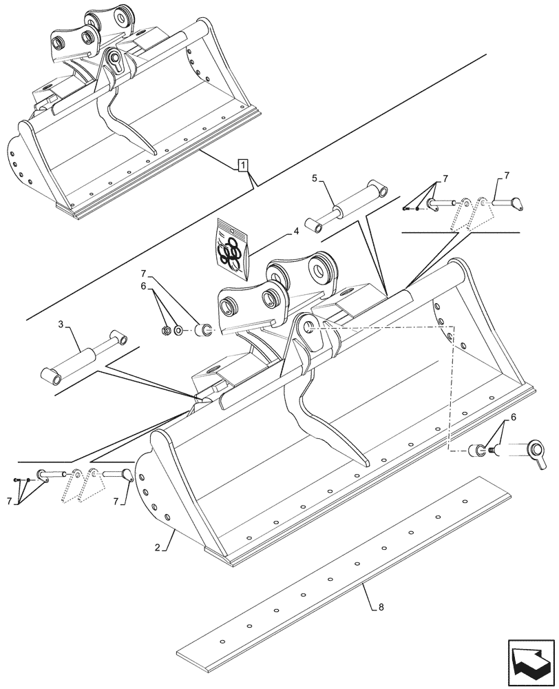 Схема запчастей Case CX80C - (84.100.017) - 90° TILT DITCH CLEANING (L=1400MM), EU MODELS (84) - BOOMS, DIPPERS & BUCKETS