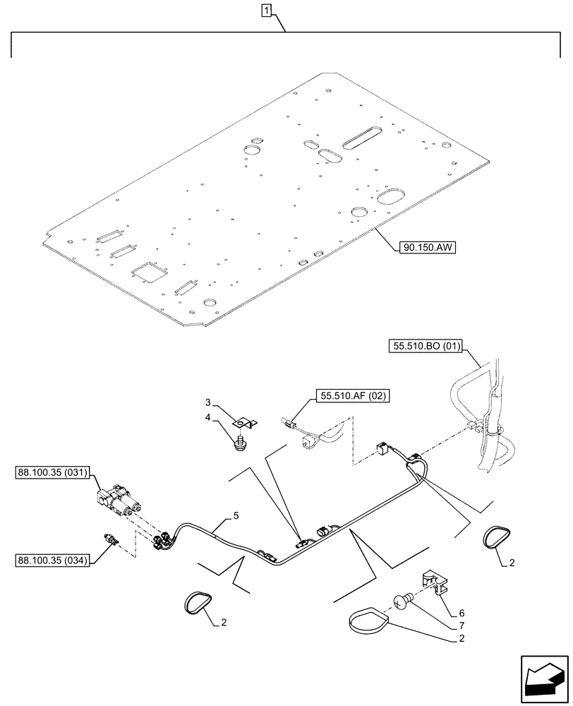Схема запчастей Case CX350D LC - (88.100.35[035]) - DIA KIT, HAMMER CIRCUIT, W/ ELECTRICAL PROPORTIONAL CONTROL, OPTION, WIRE HARNESS (88) - ACCESSORIES