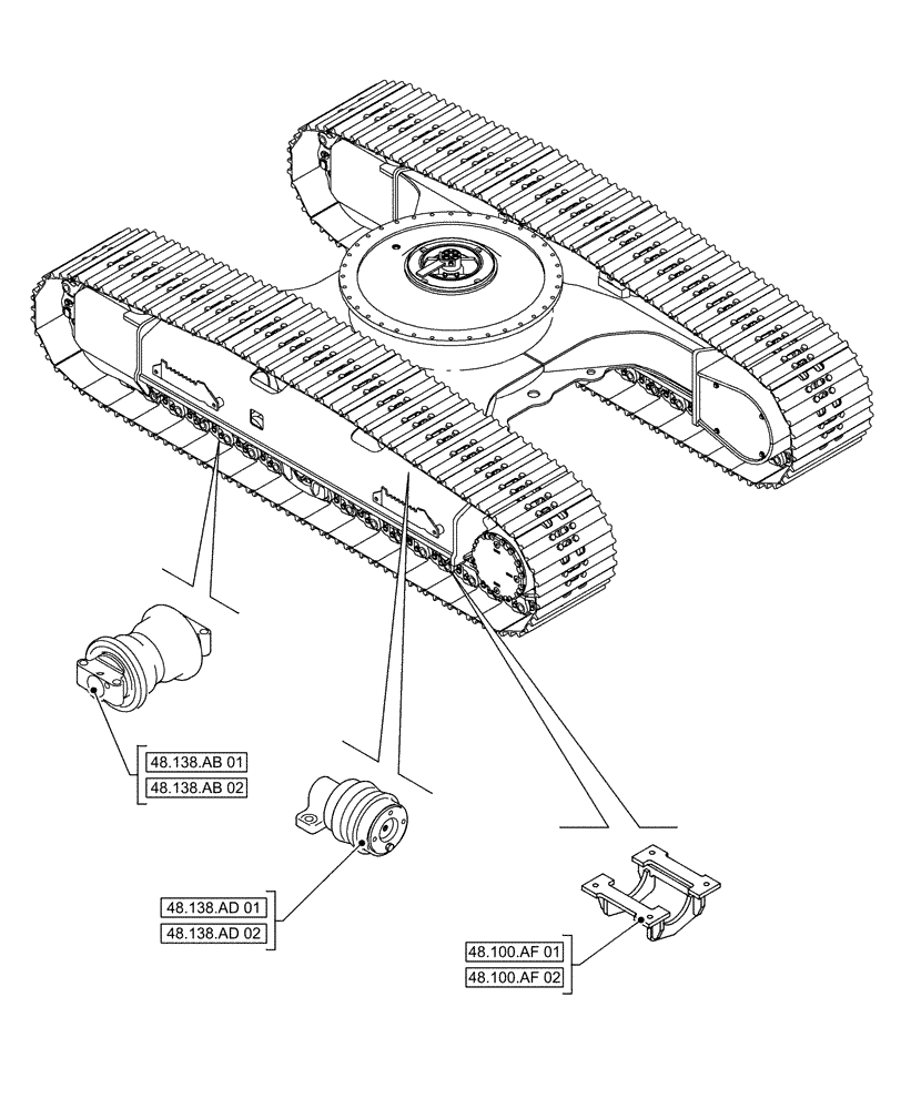 Схема запчастей Case CX490D LC - (00.000.48[02]) - PICTORIAL INDEX - SUSPENSION AND TRACKS (00) - GENERAL & PICTORIAL INDEX