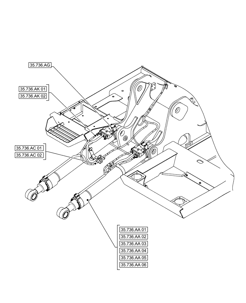 Схема запчастей Case CX490D LC - (00.000.35[05]) - PICTORIAL INDEX - HYDRAULIC SYSTEMS (00) - GENERAL & PICTORIAL INDEX