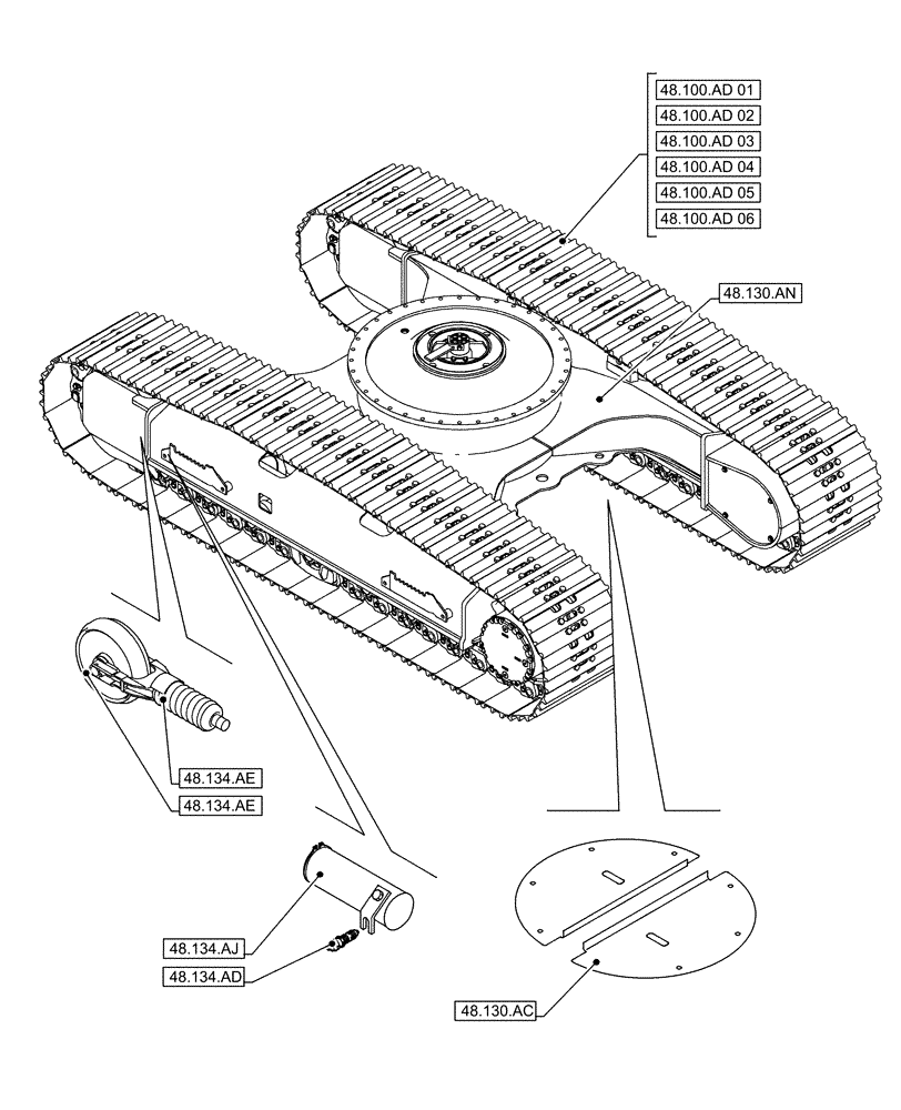 Схема запчастей Case CX490D LC - (00.000.48[01]) - PICTORIAL INDEX - SUSPENSION AND TRACKS (00) - GENERAL & PICTORIAL INDEX