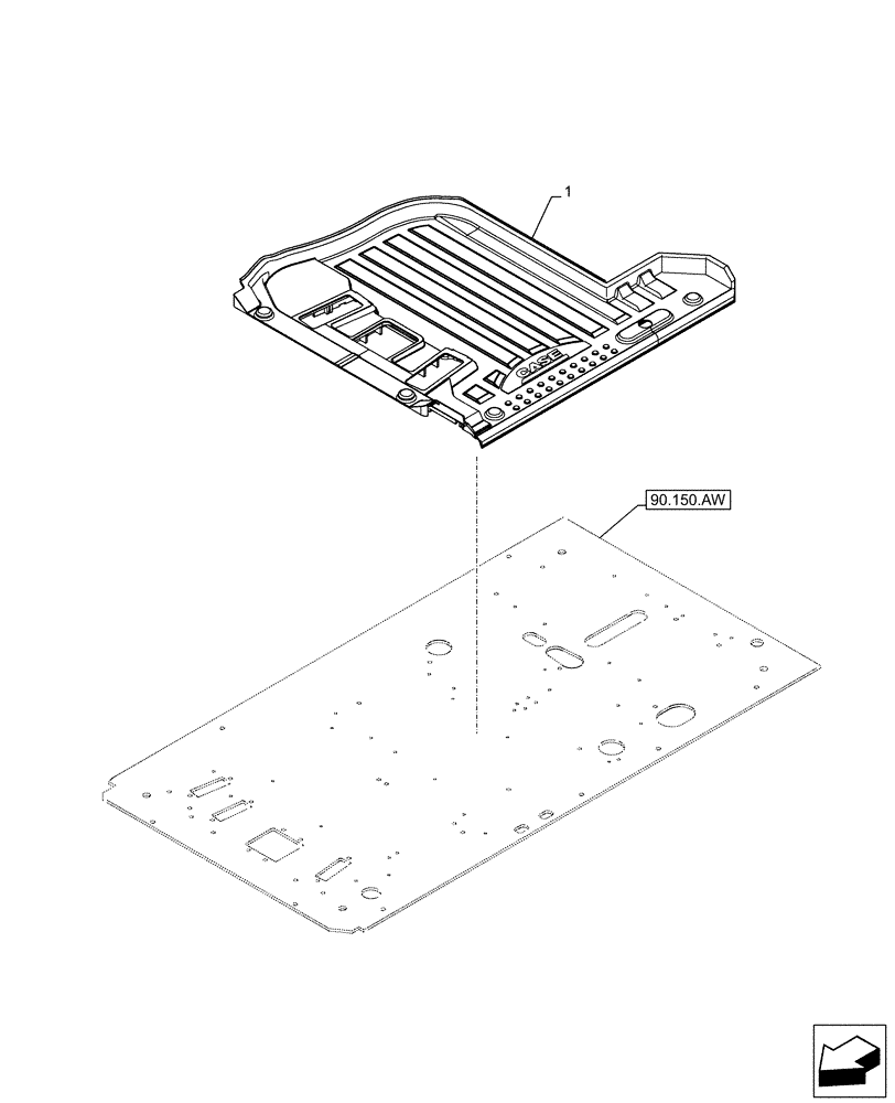Схема запчастей Case CX210D NLC - (90.160.AR[01]) - FLOOR MAT (90) - PLATFORM, CAB, BODYWORK AND DECALS