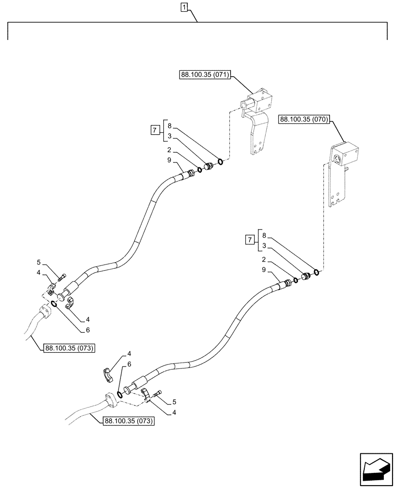 Схема запчастей Case CX300D LC - (88.100.35[072]) - DIA KIT, AUXILIARY CIRCUIT, SHEARS, W/ ELECTRICAL PROPORTIONAL CONTROL, BOOM, LINE (88) - ACCESSORIES