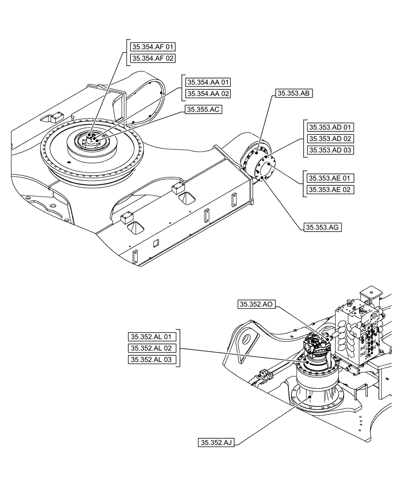 Схема запчастей Case CX490D LC - (00.000.35[04]) - PICTORIAL INDEX - HYDRAULIC SYSTEMS (00) - GENERAL & PICTORIAL INDEX