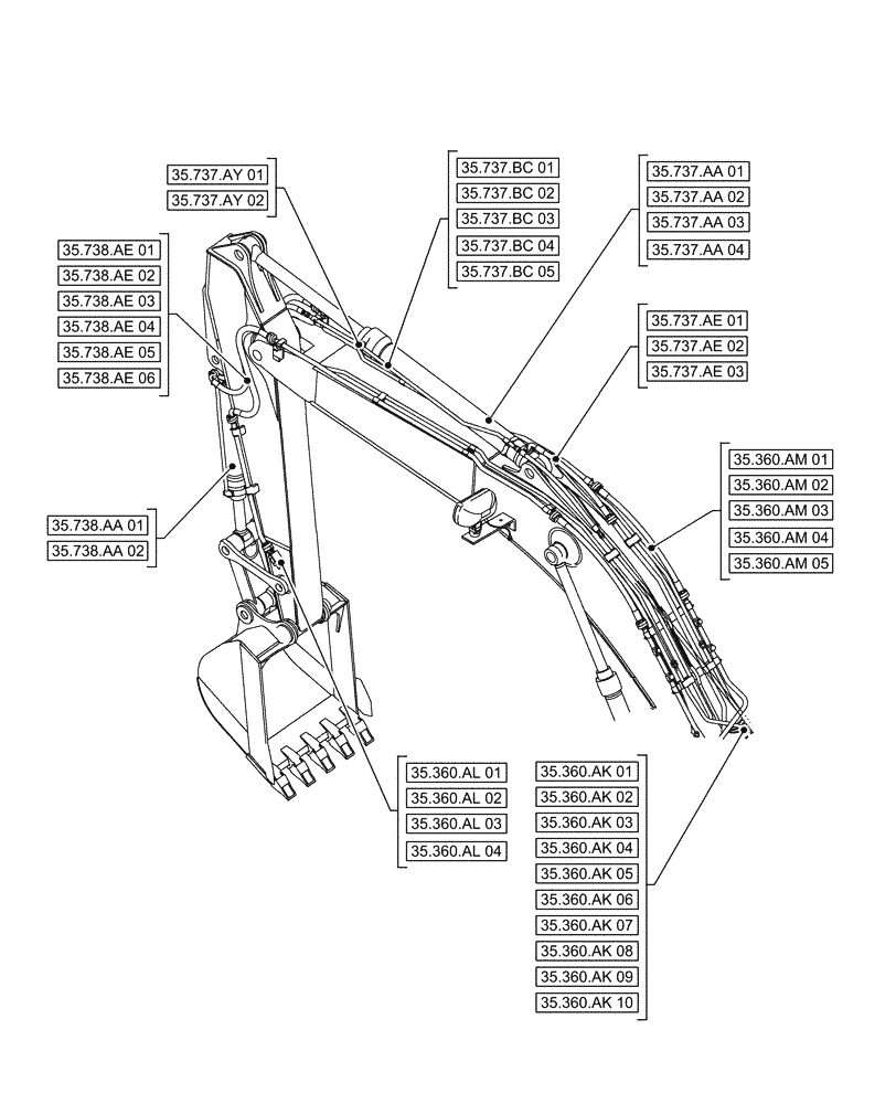 Схема запчастей Case CX490D LC - (00.000.35[06]) - PICTORIAL INDEX - HYDRAULIC SYSTEMS (00) - GENERAL & PICTORIAL INDEX