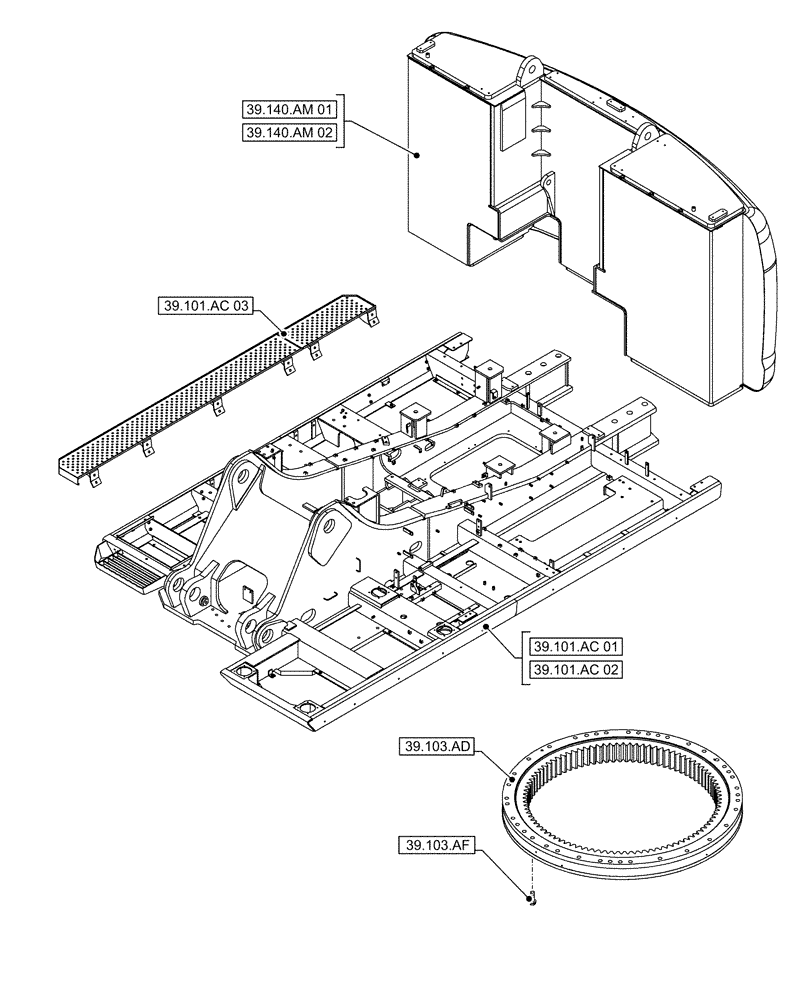 Схема запчастей Case CX490D LC - (39.000.00) - SECTION INDEX - FRAMES AND BALLASTING (39) - FRAMES AND BALLASTING