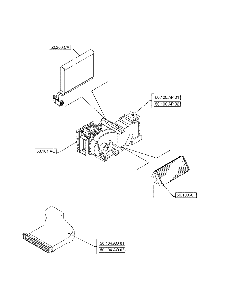 Схема запчастей Case CX490D LC - (00.000.50[02]) - PICTORIAL INDEX - CAB CLIMATE CONTROL (00) - GENERAL & PICTORIAL INDEX