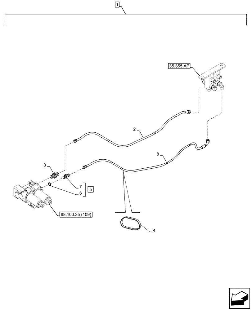 Схема запчастей Case CX300D LC - (88.100.35[098]) - DIA KIT, CLAMSHELL BUCKET, ROTATION, W/ ELECTRICAL PROPORTIONAL CONTROL, HYDRAULIC LINE (88) - ACCESSORIES