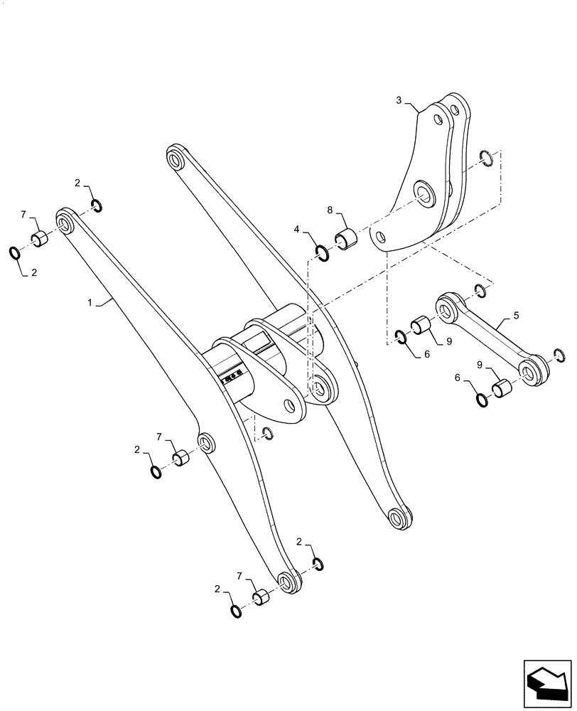 Схема запчастей Case 521F - (39.105.AM[02]) - LIFT ARM COMPONENTS Z-BAR (39) - FRAMES AND BALLASTING