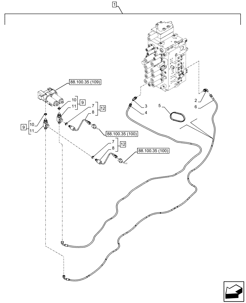 Схема запчастей Case CX300D LC - (88.100.35[099]) - DIA KIT, CLAMSHELL BUCKET, ROTATION, W/ ELECTRICAL PROPORTIONAL CONTROL, HYDRAULIC LINE, SPEED SENSOR (88) - ACCESSORIES
