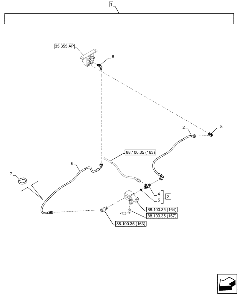 Схема запчастей Case CX210D LC - (88.100.35[166]) - DIA KIT, HAMMER CIRCUIT, HIGH FLOW, SHEARS, W/ ELECTRICAL PROPORTIONAL CONTROL, SOLENOID VALVE, LINE (88) - ACCESSORIES