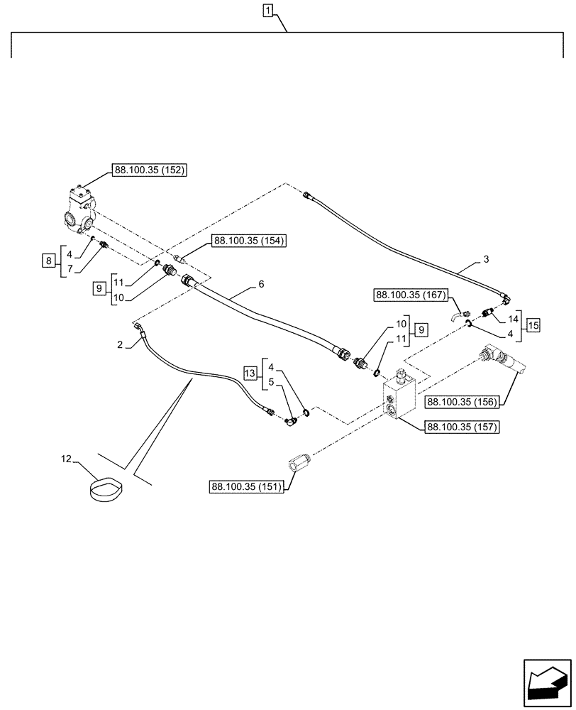 Схема запчастей Case CX350D LC - (88.100.35[155]) - DIA KIT, HAMMER CIRCUIT, HIGH FLOW, SHEARS, W/ ELECTRICAL PROPORTIONAL CONTROL, DIRECTIONAL CONTROL VALVE, LINE (88) - ACCESSORIES