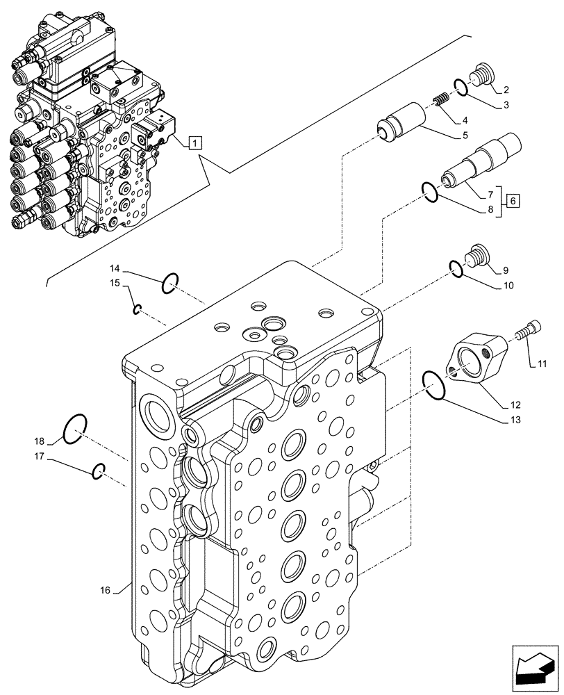 Схема запчастей Case CX130D LC - (35.359.AB[09]) - VAR - 461863 - CONTROL VALVE, CLAMSHELL BUCKET, ROTATION, W/ ELECTRICAL PROPORTIONAL CONTROL, COMPONENTS (35) - HYDRAULIC SYSTEMS