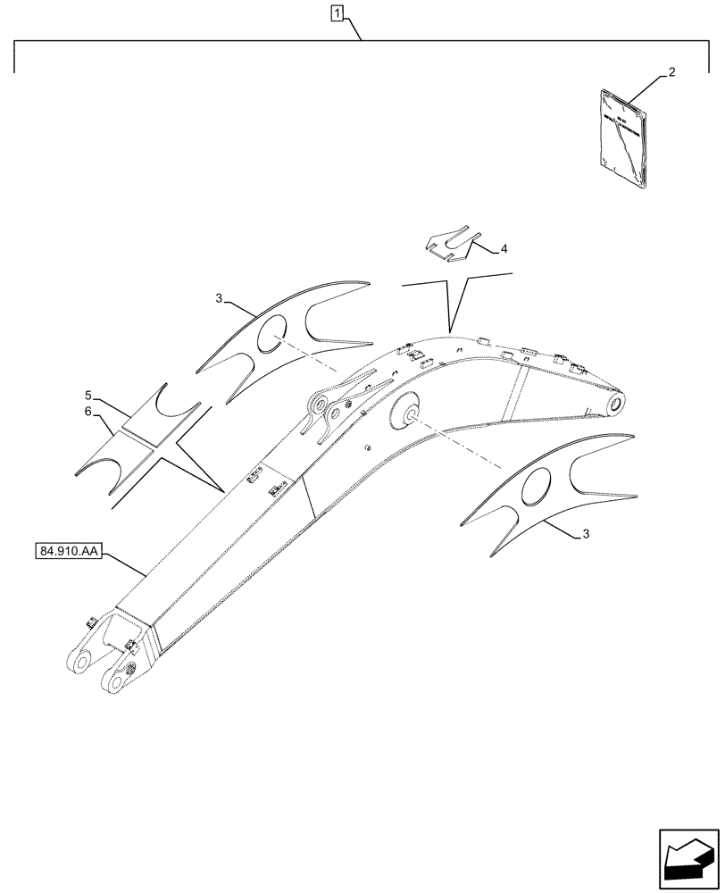 Схема запчастей Case CX300D LC - (88.100.84[06]) - DIA KIT, REINFORCEMENT, ARM (L=2.65M), SHORT, BOOM (88) - ACCESSORIES