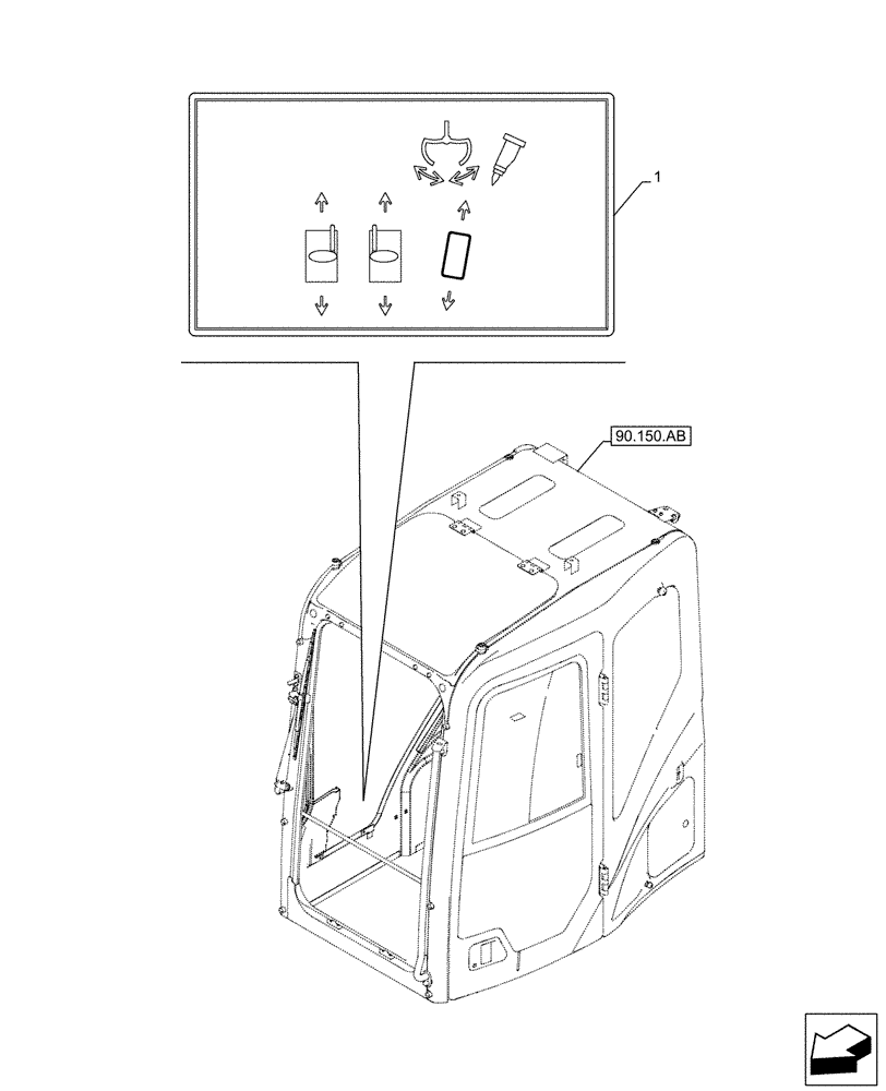 Схема запчастей Case CX210D LC LR - (90.108.AA[06]) - VAR - 461571 - DECAL, CONTROLS, HAMMER CIRCUIT, HYDRAULIC CONTROL (90) - PLATFORM, CAB, BODYWORK AND DECALS