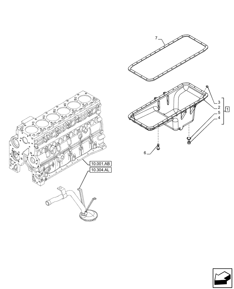 Схема запчастей Case F4HFE6131 B003 - (10.102.AP) - ENGINE OIL PAN (10) - ENGINE