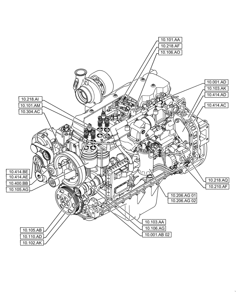 Схема запчастей Case F4HFE6131 B003 - (00.000.10[01]) - PICTORIAL INDEX - ENGINE (00) - GENERAL & PICTORIAL INDEX