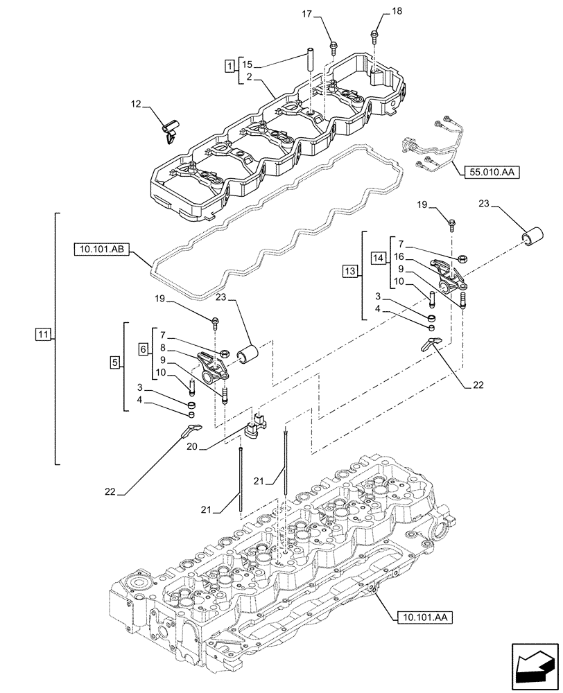 Схема запчастей Case F4HFE6131 B003 - (10.106.AO) - ROCKER ARM (10) - ENGINE