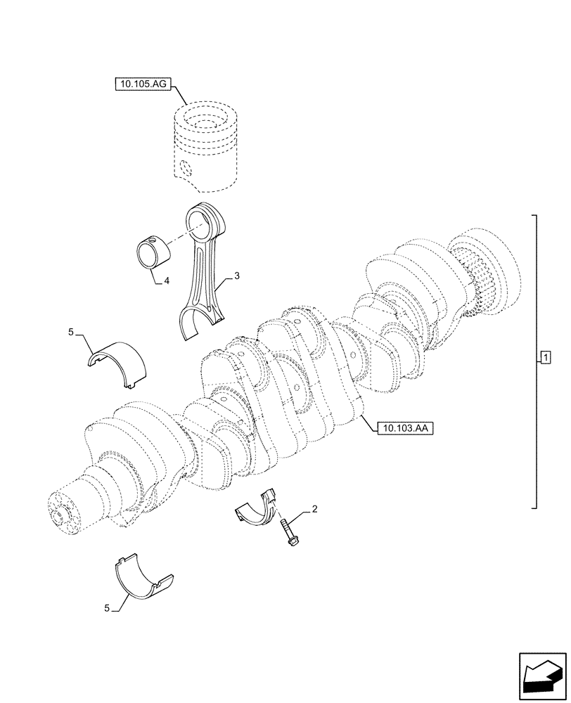 Схема запчастей Case F4HFE6131 B003 - (10.105.AB) - CONNECTING ROD (10) - ENGINE