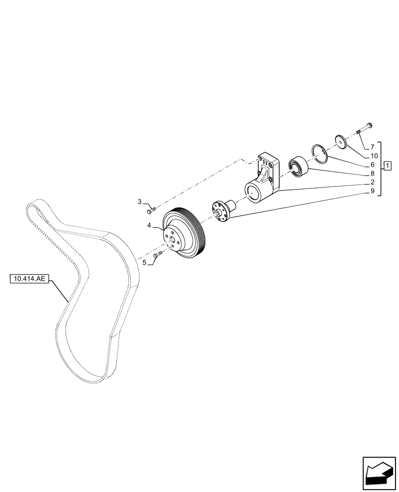 Схема запчастей Case F4HFE6131 B003 - (10.414.AM) - FAN DRIVE PULLEY (10) - ENGINE