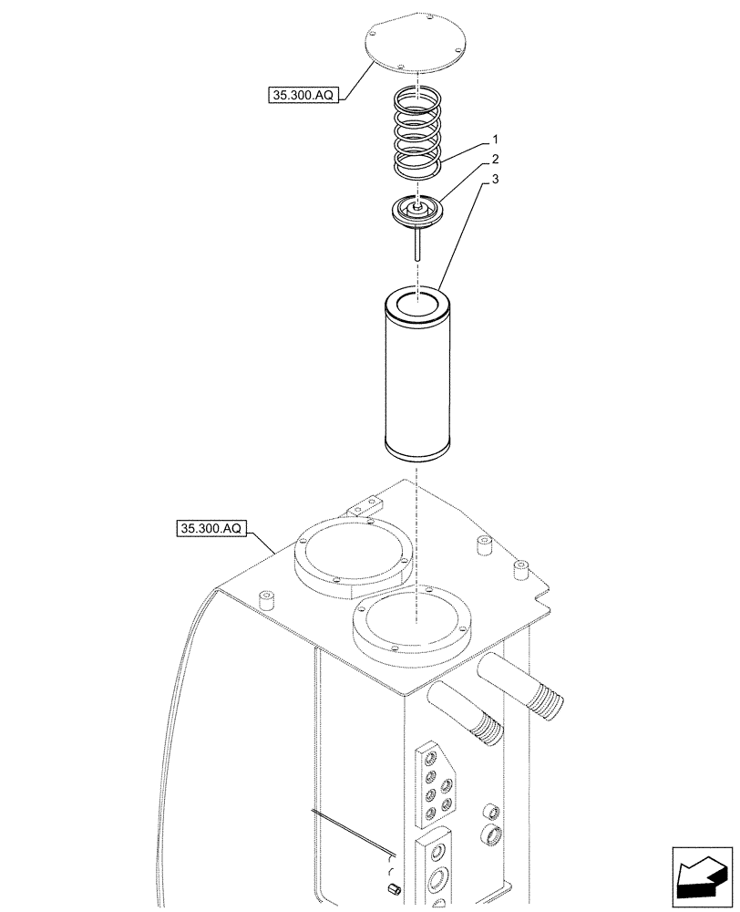 Схема запчастей Case CX210D NLC - (35.300.AN[02]) - HYDRAULIC OIL RESERVOIR, OIL FILTER (35) - HYDRAULIC SYSTEMS
