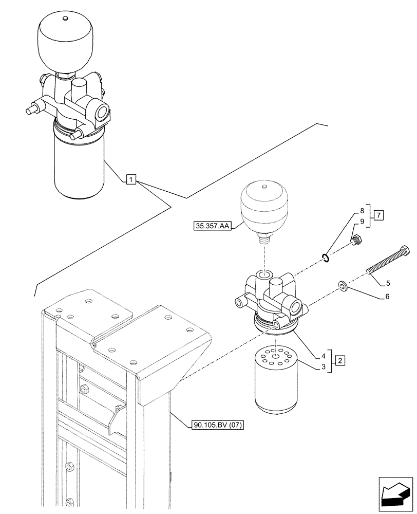 Схема запчастей Case CX210D NLC - (35.300.AN[01]) - HYDRAULIC SYSTEM, OIL FILTER (35) - HYDRAULIC SYSTEMS