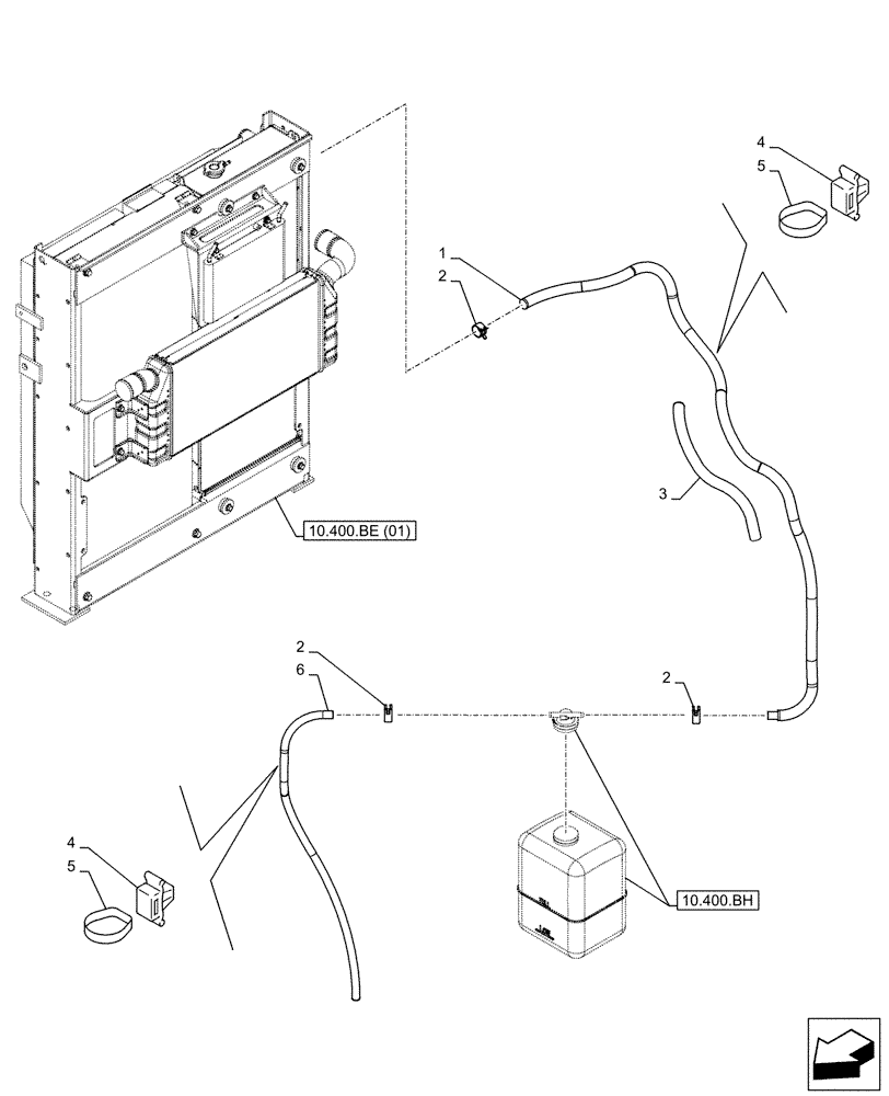 Схема запчастей Case CX210D LC LR - (10.400.AK) - EXPANSION TANK, HOSE (10) - ENGINE