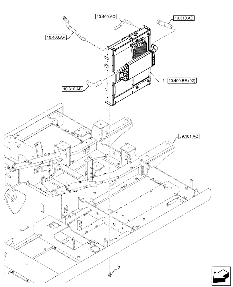 Схема запчастей Case CX210D LC LR - (10.400.BE[01]) - RADIATOR (10) - ENGINE