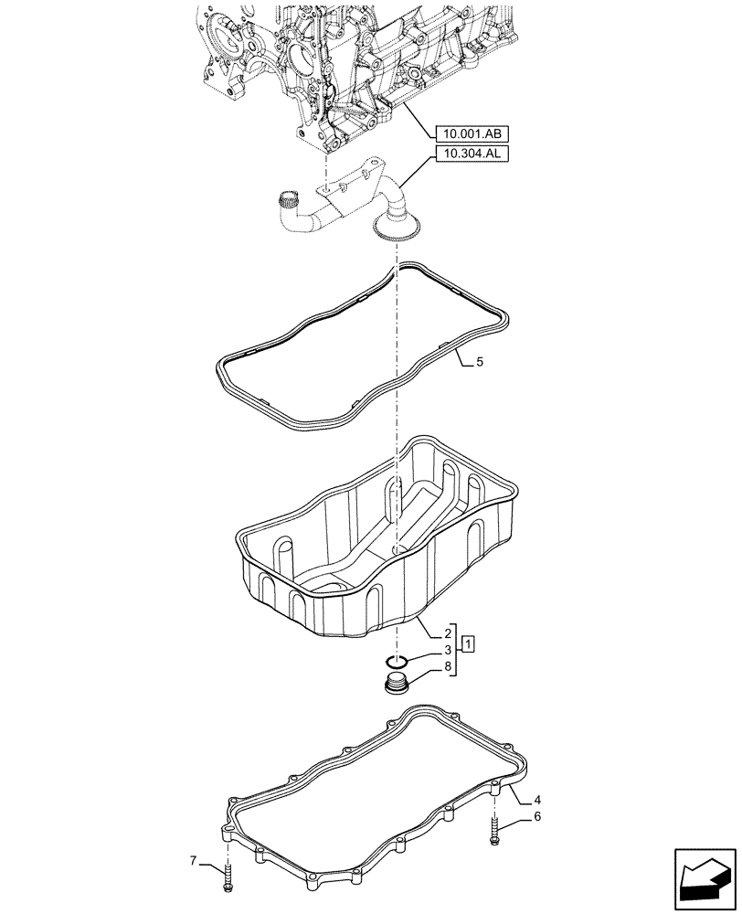 Схема запчастей Case F5HFL463A F001 - (10.102.AP) - OIL SUMP & RELATED PARTS (10) - ENGINE