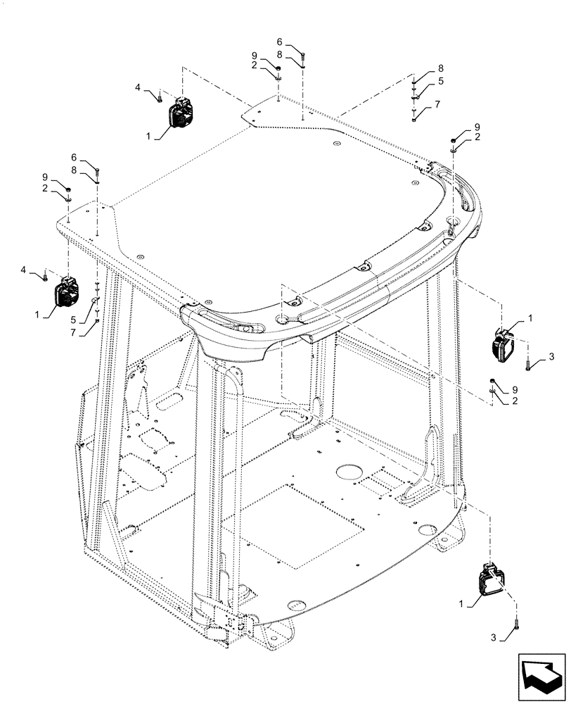 Схема запчастей Case 521F - (55.514.AB[03]) - VAR - 734067 - WORK LIGHT, STANDARD HALOGEN (55) - ELECTRICAL SYSTEMS