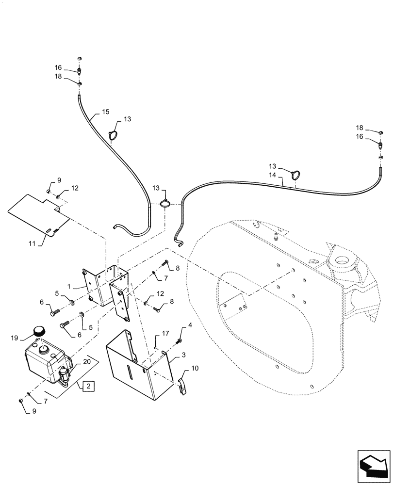 Схема запчастей Case 521F - (55.518.AT[01]) - VAR- 782439, 782440 - WINDSHIELD WASHER RESERVOIR (55) - ELECTRICAL SYSTEMS