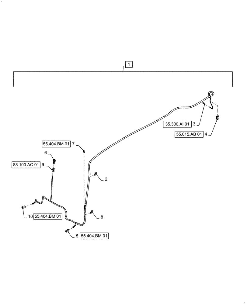 Схема запчастей Case 521F - (55.900.AC[02]) - HOOD WIRE HARNESS (55) - ELECTRICAL SYSTEMS