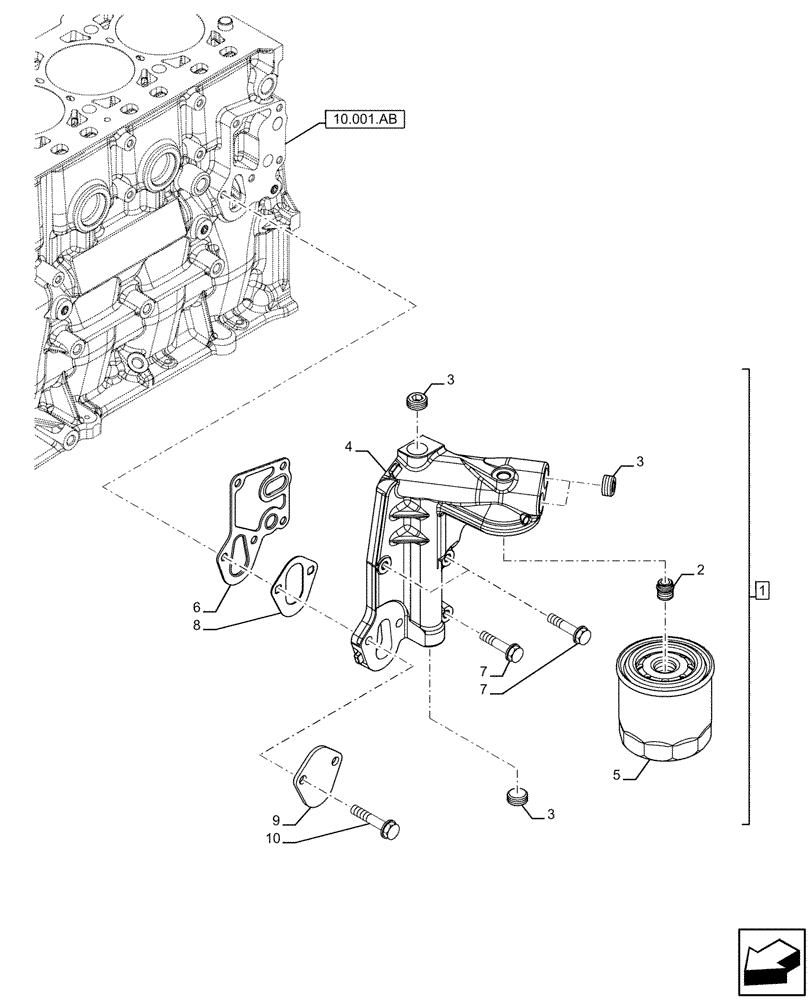 Схема запчастей Case F5HFL463A F001 - (10.304.AE) - ENGINE OIL FILTER (10) - ENGINE