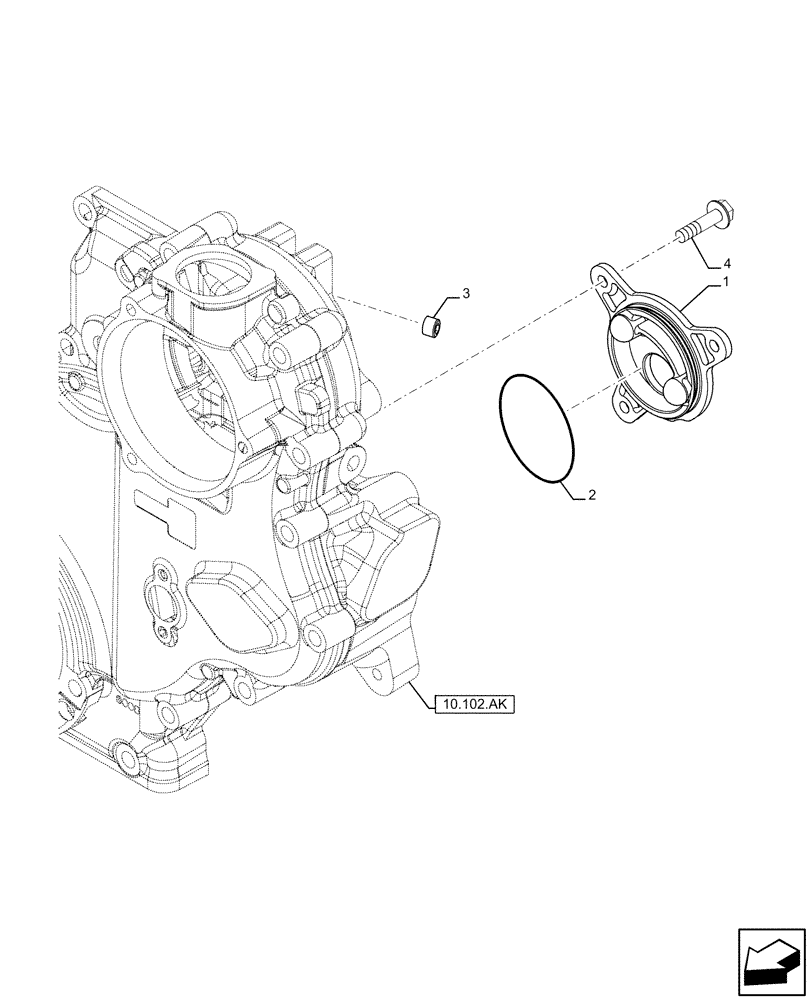 Схема запчастей Case F5HFL463A F001 - (10.102.AQ) - INJECTION PUMP DRIVE, COVER (10) - ENGINE