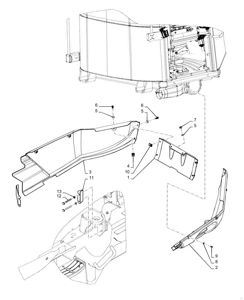 Схема запчастей Case 521F - (90.150.00) - CAB CANOPY SKIRT (90) - PLATFORM, CAB, BODYWORK AND DECALS
